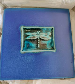Michael Cohen Tile Cobalt Blue Hot Plate Dragonfly 5.  75 