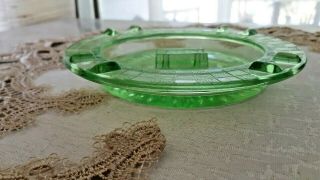 Vintage Hazel Atlas Vaseline Uranium Green Depression Glass Match Holder Ashtray