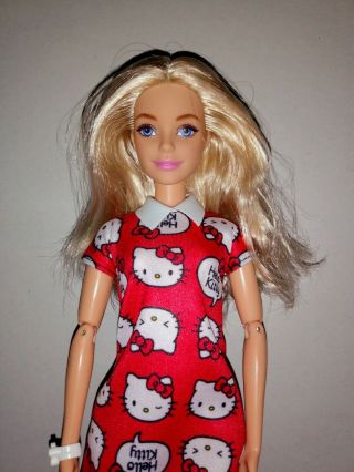 Mattel Blonde Barbie Doll In Hello Kitty Fashion/clothes/dress