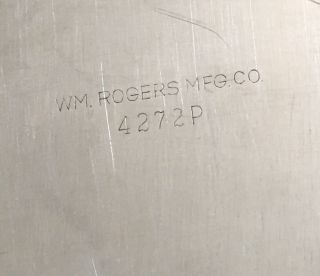 Vintage Wm.  Rogers Silver Plate Serving Tray/Platter 15” inch Round 4272 3