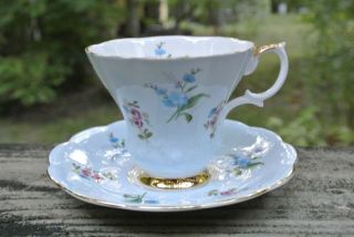 Vintage Royal Albert Baby Blue Cup And Saucer Pattern 4244