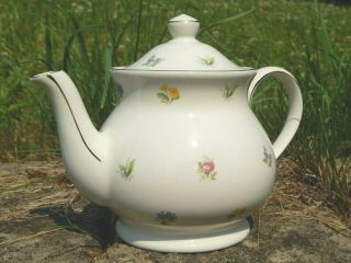 Rare Vintage James Sadler England " Floral " Porcelain Gold Trim Teapot Lid 7 " H