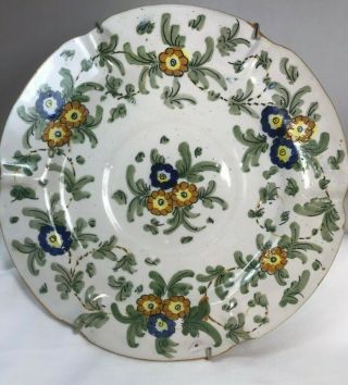 Cantagalli Vintage Salad 8.  5” Plate Floral Handpainted Italy Yellow Blue Green
