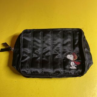 Vintage Peanuts: Flying Ace Snoopy Black Zip Up Bag / Bg