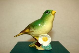 Vintage Hand Painted Beswick Greenfinch Gloss Porcelain Bird Figurine
