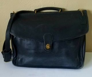 Vtg Coach Black Leather Lexington Briefcase Messenger Laptop Bag 5265 Usa Euc