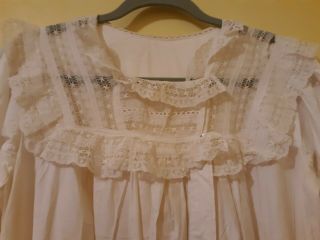 Vintage Victorian/ Edwardian White Cotton Nightgown Lace Ruffle Trim