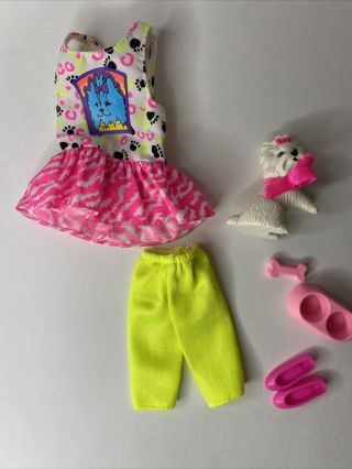 1991 Pet Pals Skipper Mattel Barbies Sister Outfit With Accessories And Dog