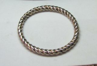 Vtg 925 Sterling Silver Twist Hinged Bangle Bracelet Signed Su Approx.  Size 7