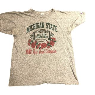 Vtg 80s Champion Michigan State Msu Spartan 88 Rose Bowl T - Shirt Xl Usa