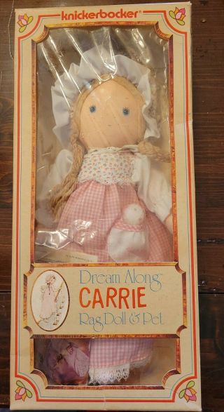 Vintage Knickerbocker Holly Hobbie Friend Carrie Dream Along Rare Rag Doll 12’’