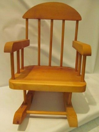 13 Inch Stained Wooden Doll Or Bear Rocking Chair