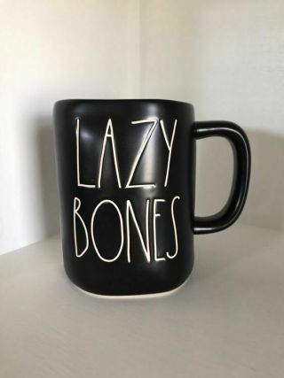 Rae Dunn Lazy Bones Black Coffee Tea Hot Cocoa Mug Cup Halloween
