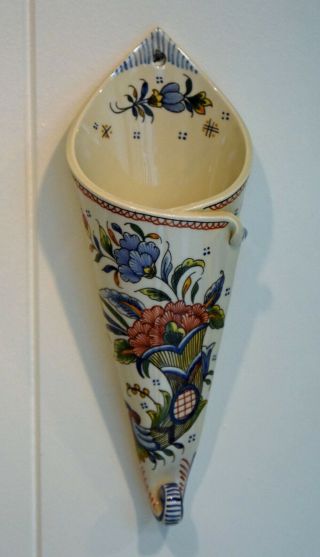 R.  Delarue Decor Rouen Fait Main M.  Wall Pocket / Vase (handmade) 11 " X 4 "