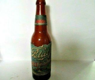 Vtg.  Blatz Beer Bottle Old Heidelberg Castle Paper Label Milwaukee,  Wis