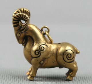 41mm Small Curio Chinese Bronze Lovable Zodiac Animal Sheep Goat Wealth Statue