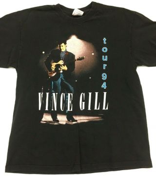 Vtg Vince Gill T - Shirt Tour 1994 2 Sided Cities Country Concert Single Stitch L