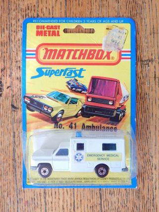 Matchbox Lesney 41 Ambulance On Blister Card Vintage Toy