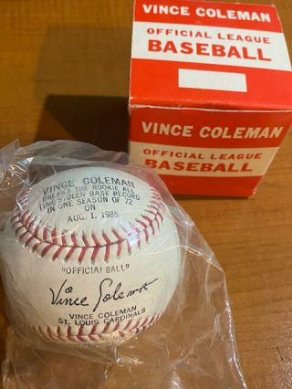 Vintage Vince Coleman Official League Baseball Still In Wrap With Box