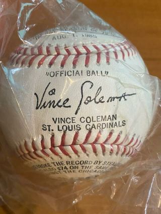 Vintage Vince Coleman Official League Baseball still in wrap with box 2