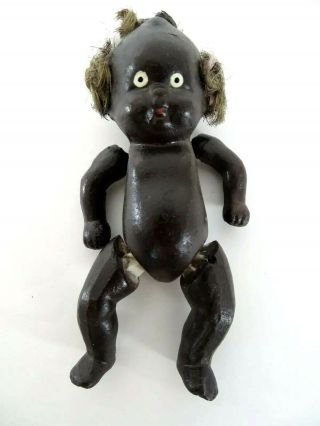 Antique Vintage Japan Bisque African 4 " Baby Doll Miniature Pigtails