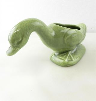 Red Wing Art Pottery 439 Duck Planter Green Speckle Stretched Neck Dc2