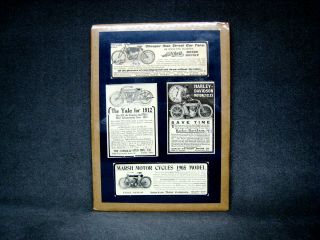 Antique Motorcycle Newspaper Ads Collage: Mitchell,  Yale,  Marsh,  Harley - Davidson