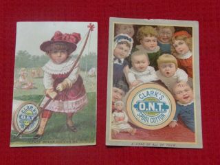 2 Antique 1800s Victorian Trade Cards Clark 