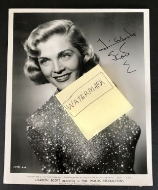 Vintage 1950 Hollywood Sexy Chest Lizabeth Scott Autographed Photo Hal Wallis