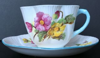 Vintage Shelley Begonia Bone China Tea Cup And Saucer Set 4 Available 3