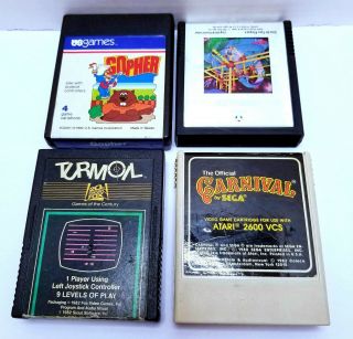 Vintage (4) Game Bundle (atari 2600) Sssnake,  Gopher,  Carnival,  Turmoil
