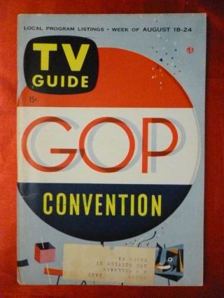 Pittsburgh Tv Guide August 18 - 24 1956 Gop Convention Eisenhower Abraham Lincoln