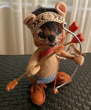 Annalee Doll Thanksgiving Indian Boy Mouse With Bow & Arrow 6” 1984