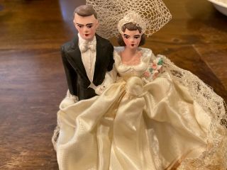 Vintage 1949 Bride & Groom Marble Like Novelty Co.  Wedding Cake Topper