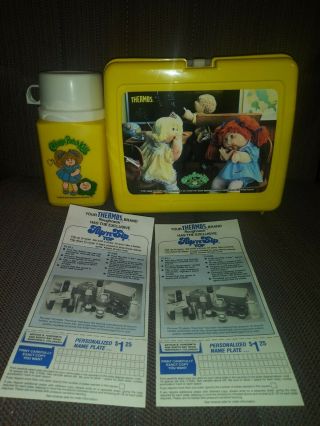 1985 Vintage Yellow Cabbage Patch Kids Lunchbox With Thermos 1983©