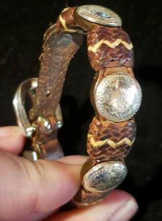 Vintage Leather & Silver Southwestern Concho Belted Bracelet