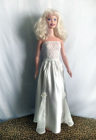 Maxi Skirt & Top Set For My Size Barbie Doll.  Elegant,  Off - White.  Satin,  Lace