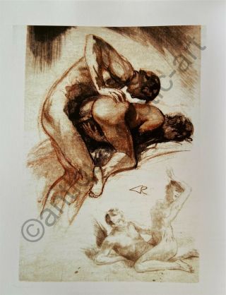 Lobel - Riche Erotic Sex Antique Art Love Akt Penis Nude Lithograph Lust Ass 1930