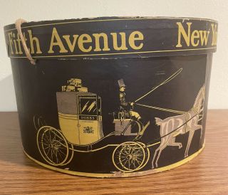 Vintage Dobbs Fifth Avenue York Cardboard Hat Box Antique 1940s