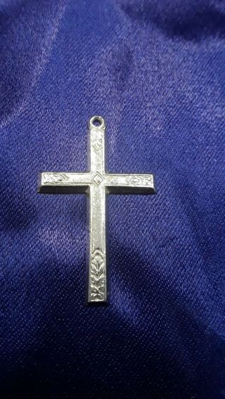 Antique Sterling Silver Vintage 925 Cross Dangle Pendant W/ Fine Detail Jn21