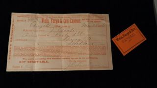 Wells Fargo & Co Express Receipt 1886 And Wells Fargo & Co Circa 1870s To 1890s