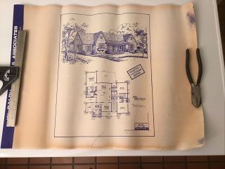 1977 Vintage House Blueprint Plans 10 Sheets Hand Drawn Country Victorian Series