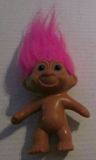 Vintage 1991 Tnt Troll Doll Figure Pink Hair Blue Eyes 4.  5 " Retro Toy Treasure