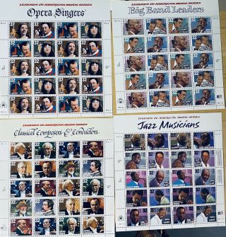 Soco Stamps Us Stamps Legends Of American Music Series Album Sheets Scv=$65.  00