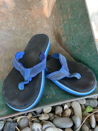 Vintage Flip Flops Thongs Blue/black Beach Ready Men 