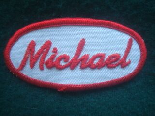Vtg Iron On Name Tag Uniform Denim Jean Overall Work Scout Jacket Michael Patch