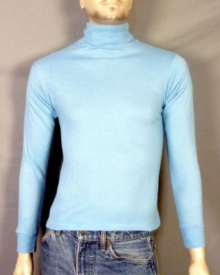 Vtg 50s 60s Mcshayne Originals Light Blue Lightweight Turtleneck Sweater Shirt M