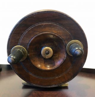 Antique Wood And Brass Fly Fishing Reel.  No Click.  Decorative Piece.
