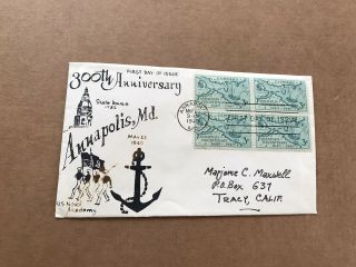 Us 1949 Eric Lewis Fdc (el05),  Annapolis 300th Anniv 984,  Early Cachet,  Scarce