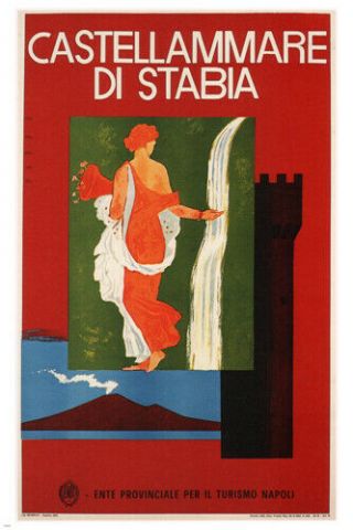 Castellammare Di Stabia Vintage Travel Poster Mario Puppo Italy 1954 24x36